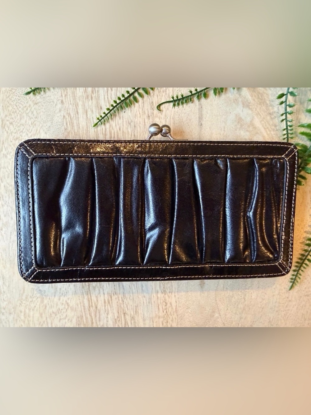 FOSSIL Black Leather Clutch Purse Wallet Never Used